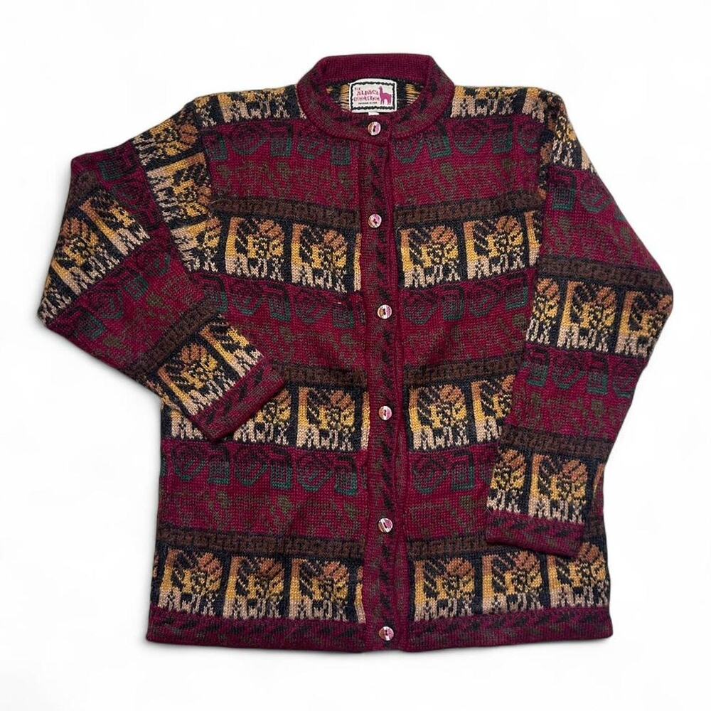 The Alpaca Connection Made in Peru 100% Wool Pattern Alpaca Cardigan Medium